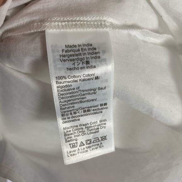 J Crew V Neck Embroidered Short Sleeve 100% Cotton Top US Women's M New - Picture 4 of 7